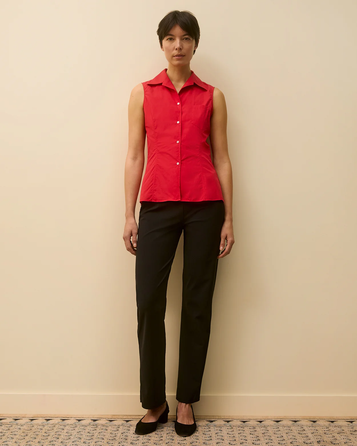 ROSIE SLEEVELESS SHIRT | Red