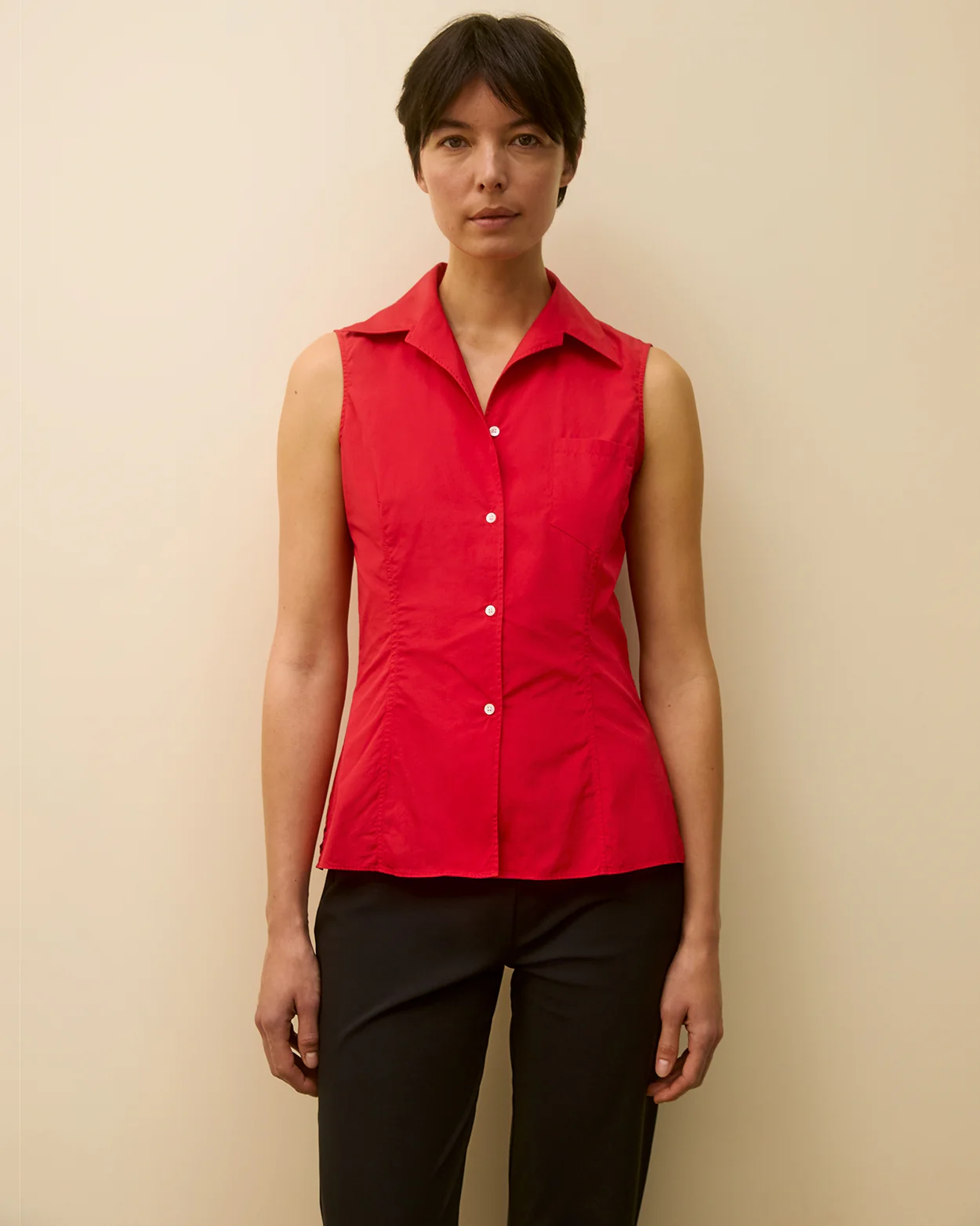 ROSIE SLEEVELESS SHIRT | Red